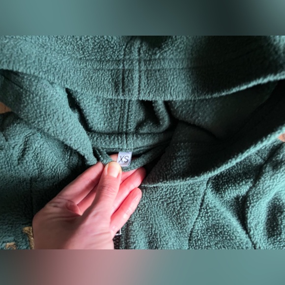 TDF DESIGNS โข horse equestrian zip up fleece hoodie green gold warm kids youth - Picture 6 of 12